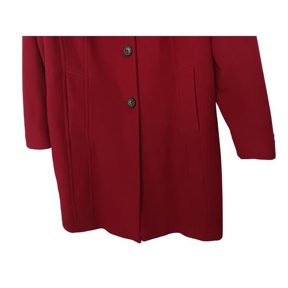Anne Klein Red Wool Cashmere Blend Coat Women’s Size 16 Lined Winter - Picture 5 of 16